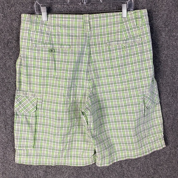 Izod Cargo‎ Shorts Men's Size 36 100% Cotton Plaid Green Adults - Picture 6 of 9